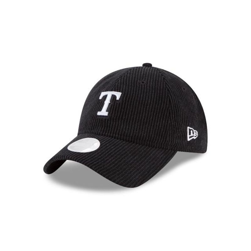 MLB Texas Rangers Womens Corduroy 9Twenty Adjustable (LGL5426) - Black New Era Caps